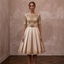Retro Champagne Satin Swing Dress for Vow Renewal Party