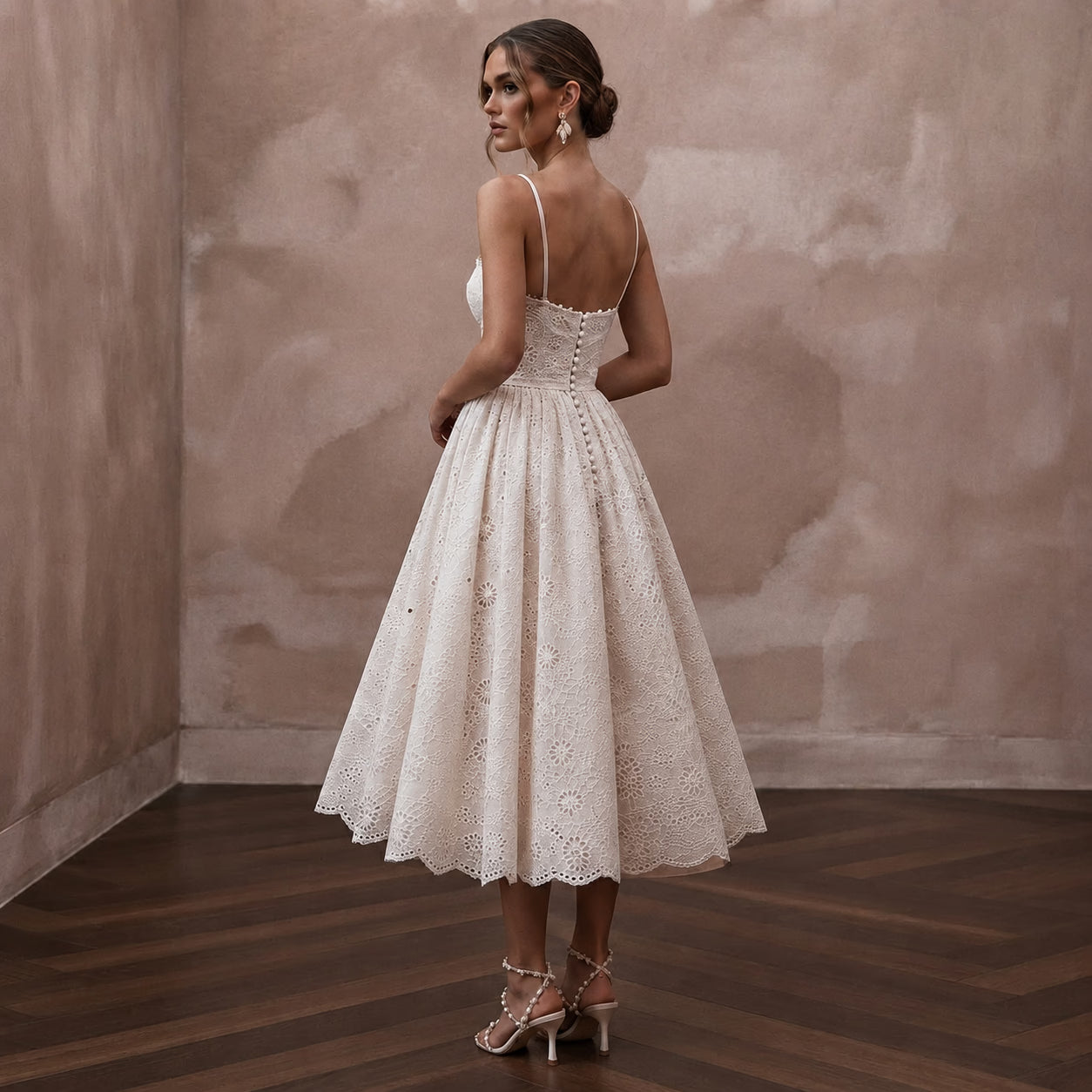Retro White Eyelet Fit-and-Flare for Ice Cream Social Rehearsal Secondary image