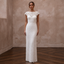 Retro White Eyelet Lace Sheath for Backyard Vow Renewal