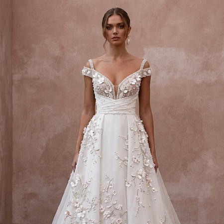 Romantic A-Line Wedding Gown for a Spring Wedding