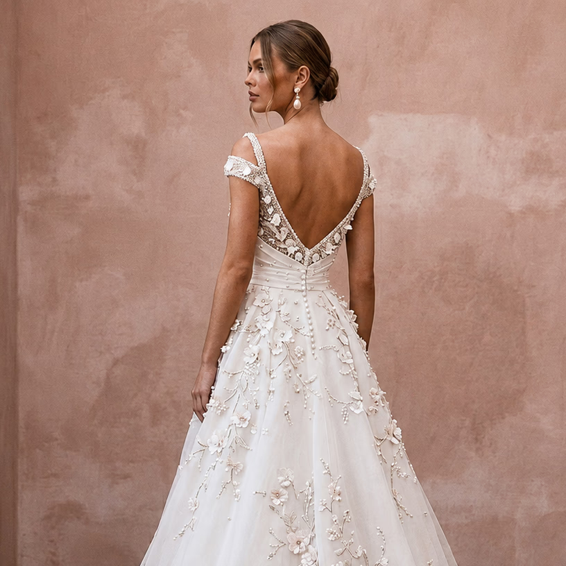 Romantic A-Line Wedding Gown for a Spring Wedding