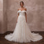 Romantic Botanical Wedding Dress with Soft Tulle and Chapel Train