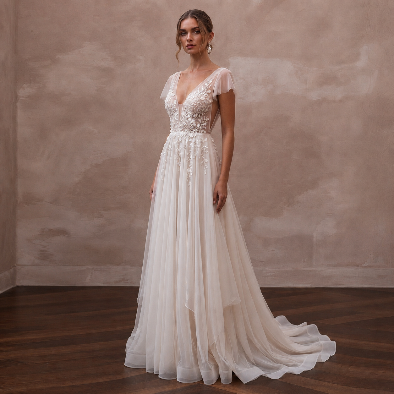 Romantic Chiffon Dress for an Intimate Courthouse Wedding - Apparel & Accessories > Clothing > Wedding & Bridal Party Dresses > Wedding Dresses - Mignonette Bridal