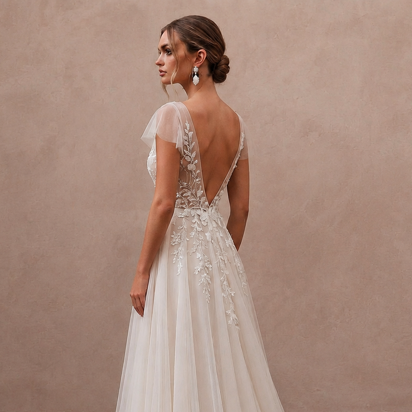 Romantic Chiffon Dress for an Intimate Courthouse Wedding - Apparel & Accessories > Clothing > Wedding & Bridal Party Dresses > Wedding Dresses - Mignonette Bridal