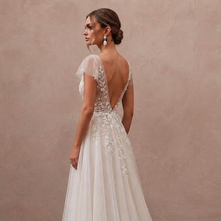 Romantic Chiffon Dress for an Intimate Courthouse Wedding - Apparel & Accessories > Clothing > Wedding & Bridal Party Dresses > Wedding Dresses - Mignonette Bridal