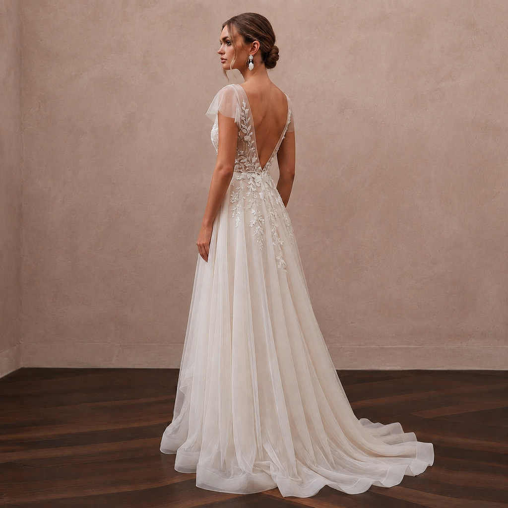 Romantic Chiffon Dress for an Intimate Courthouse Wedding - Apparel & Accessories > Clothing > Wedding & Bridal Party Dresses > Wedding Dresses - Mignonette Bridal