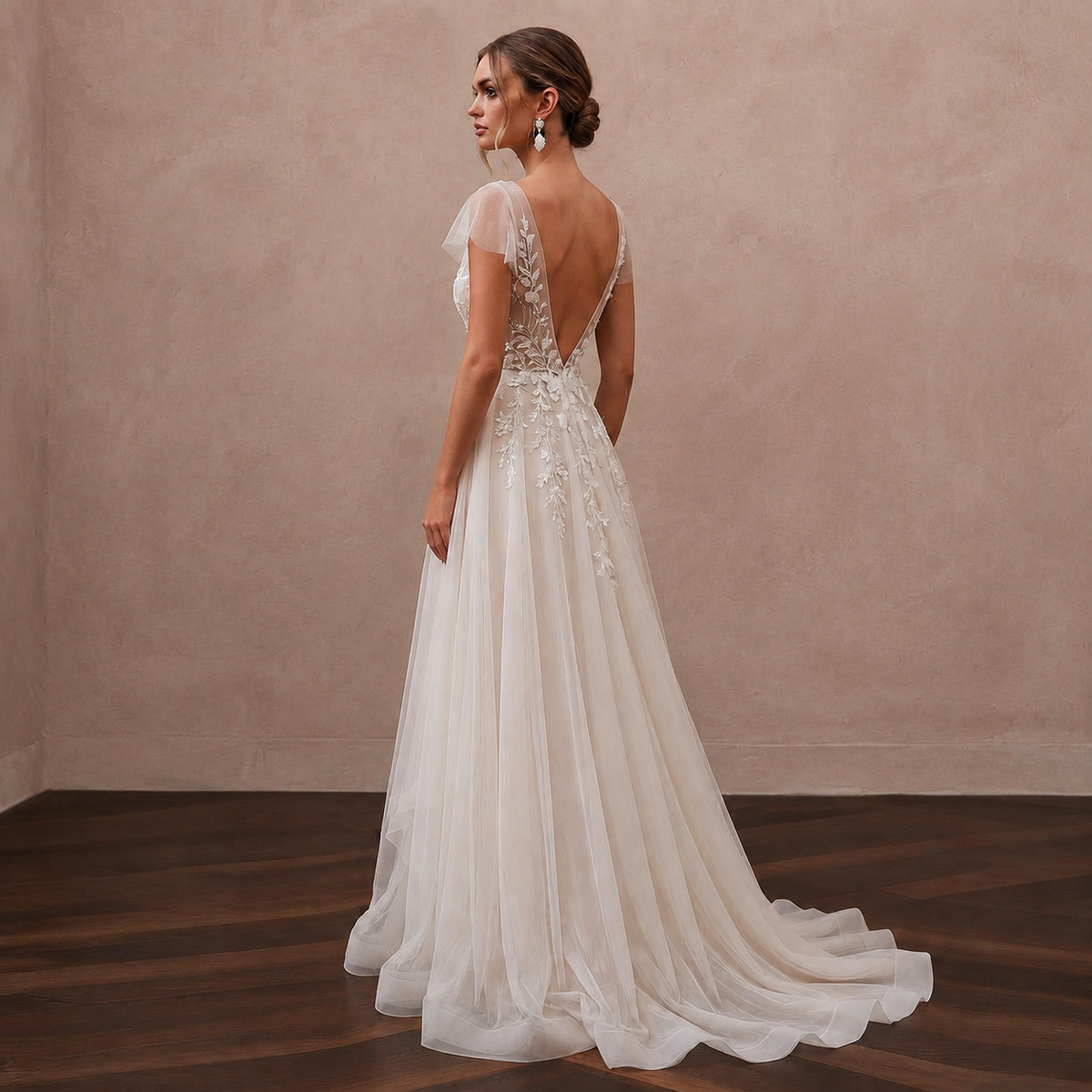 Romantic Chiffon Dress for an Intimate Courthouse Wedding - Apparel & Accessories > Clothing > Wedding & Bridal Party Dresses > Wedding Dresses - Mignonette Bridal