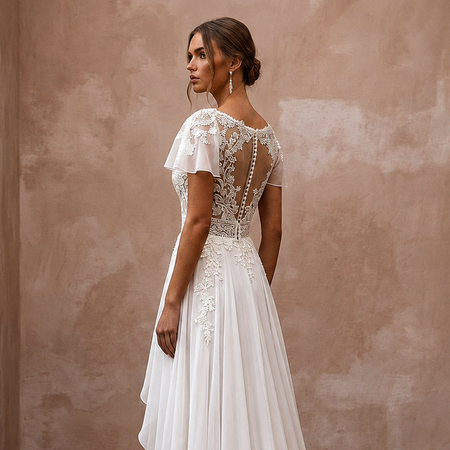 Romantic Chiffon Wedding Dress for a Destination Elopement