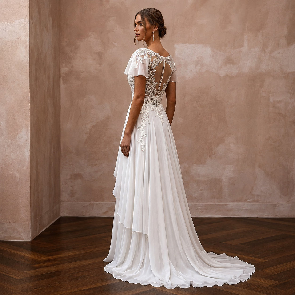 Romantic Chiffon Wedding Dress for a Destination Elopement Secondary image