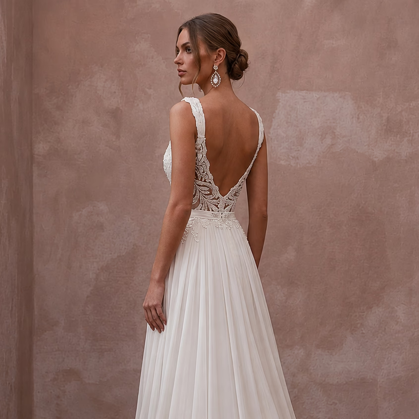 Romantic Chiffon Wedding Dress for a Second Wedding