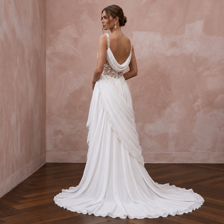 Romantic Chiffon Wedding Dress with Soft Draped Skirt
