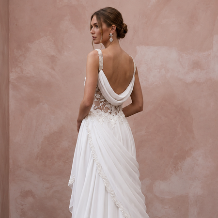 Romantic Chiffon Wedding Dress with Soft Draped Skirt