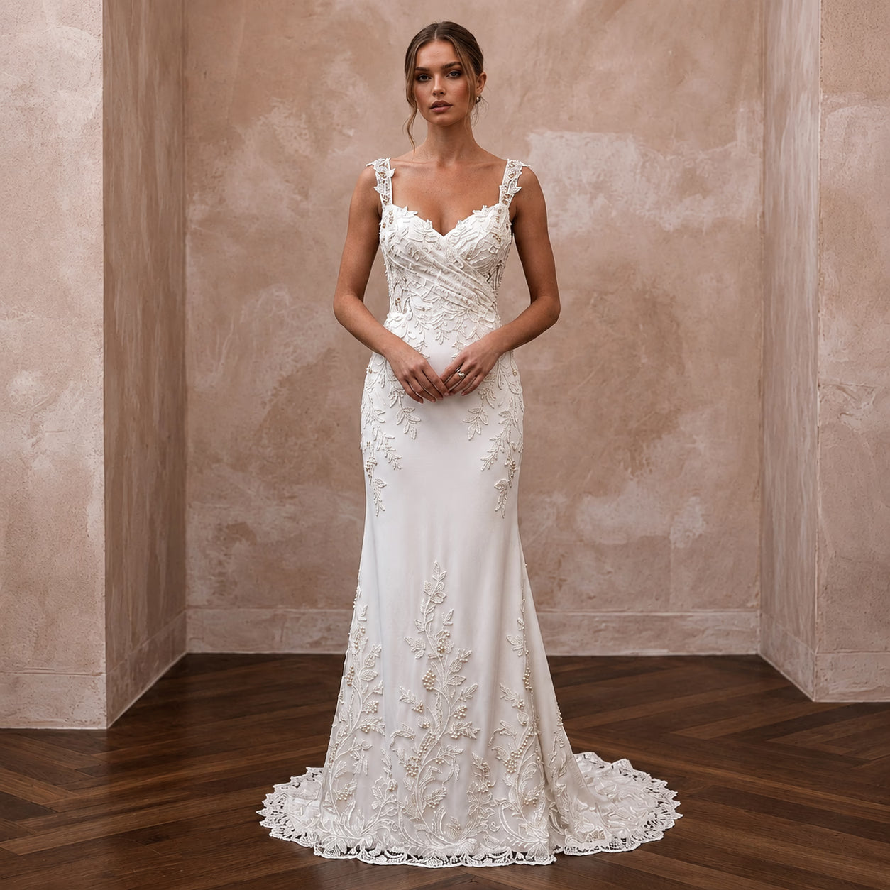 Romantic Crepe Wedding Dress for an Autumn Courthouse Ceremony