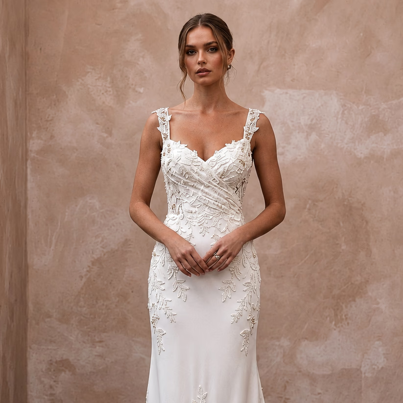 Romantic Crepe Wedding Dress for an Autumn Courthouse Ceremony