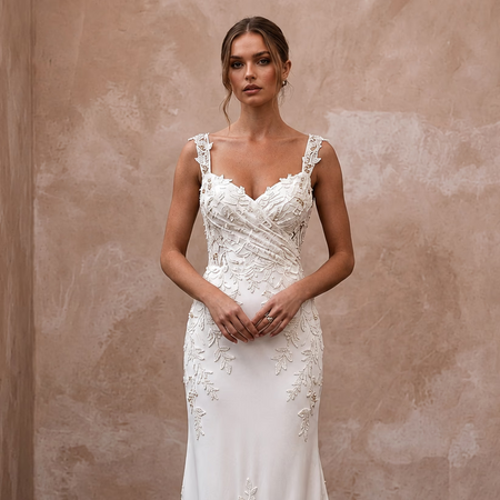 Romantic Crepe Wedding Dress for an Autumn Courthouse Ceremony