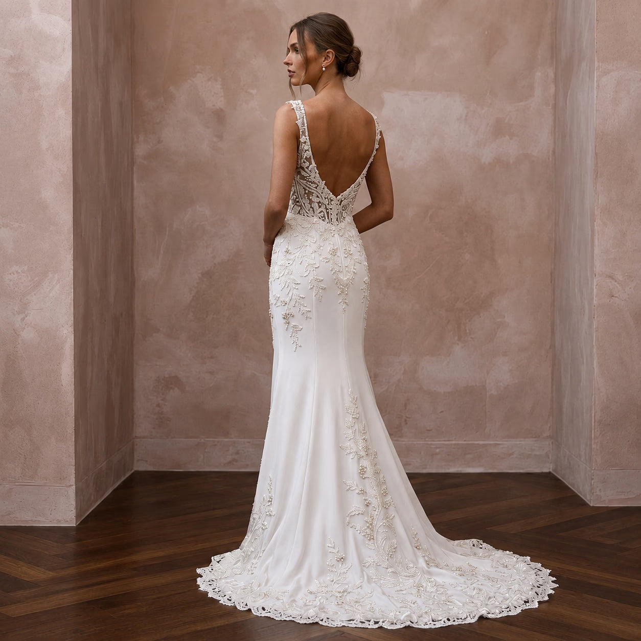 Romantic Crepe Wedding Dress for an Autumn Courthouse Ceremony Secondary image