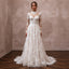Romantic Embroidered Lace Wedding Dress with Long Sleeves
