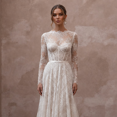 Romantic English Lace Wedding Dresses with Delicate Details - Apparel & Accessories > Clothing > Wedding & Bridal Party Dresses > Wedding Dresses - Mignonette