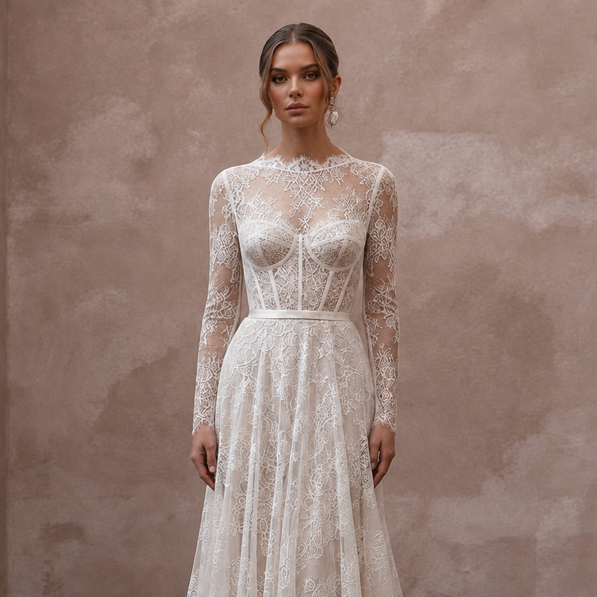 Romantic English Lace Wedding Dresses with Delicate Details