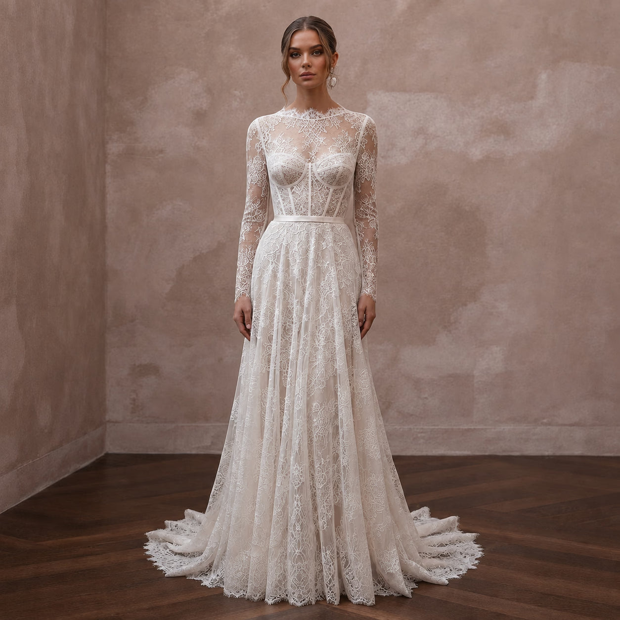Romantic English Lace Wedding Dresses with Delicate Details - Apparel & Accessories > Clothing > Wedding & Bridal Party Dresses > Wedding Dresses - Mignonette