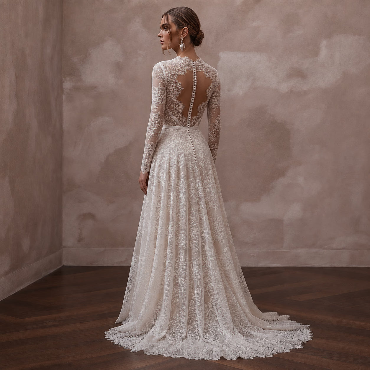 Romantic English Lace Wedding Dresses with Delicate Details - Apparel & Accessories > Clothing > Wedding & Bridal Party Dresses > Wedding Dresses - Mignonette