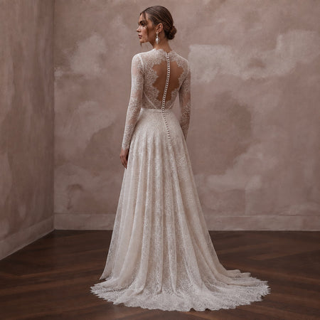 Romantic English Lace Wedding Dresses with Delicate Details - Apparel & Accessories > Clothing > Wedding & Bridal Party Dresses > Wedding Dresses - Mignonette