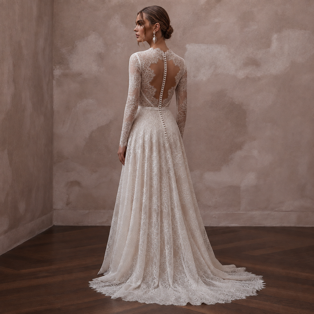 Romantic English Lace Wedding Dresses with Delicate Details