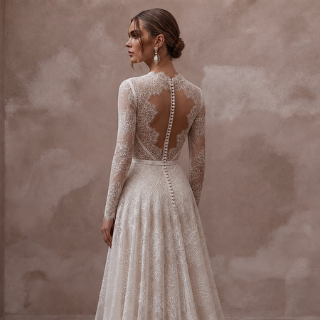 Romantic English Lace Wedding Dresses with Delicate Details - Apparel & Accessories > Clothing > Wedding & Bridal Party Dresses > Wedding Dresses - Mignonette