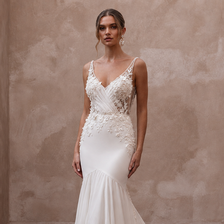 Romantic Ivory Chiffon Mermaid Bridal Dress for Seaside Vow Renewal