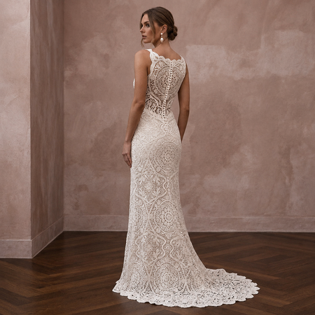 Romantic Ivory Crochet Lace Dress for Beach Engagement