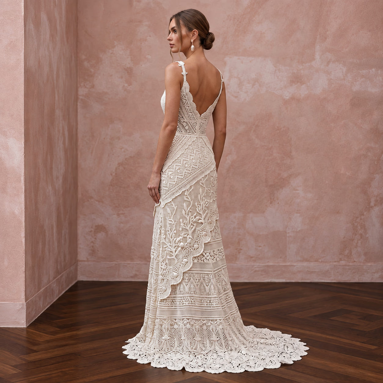 Romantic Ivory Crochet Lace Wedding Dress for Beach Engagement Secondary image