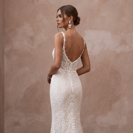 Romantic Ivory Lace Sheath for Post - Elopement Celebration - Apparel & Accessories > Clothing > Wedding & Bridal Party Dresses > Wedding Dresses - Mignonette Bridal