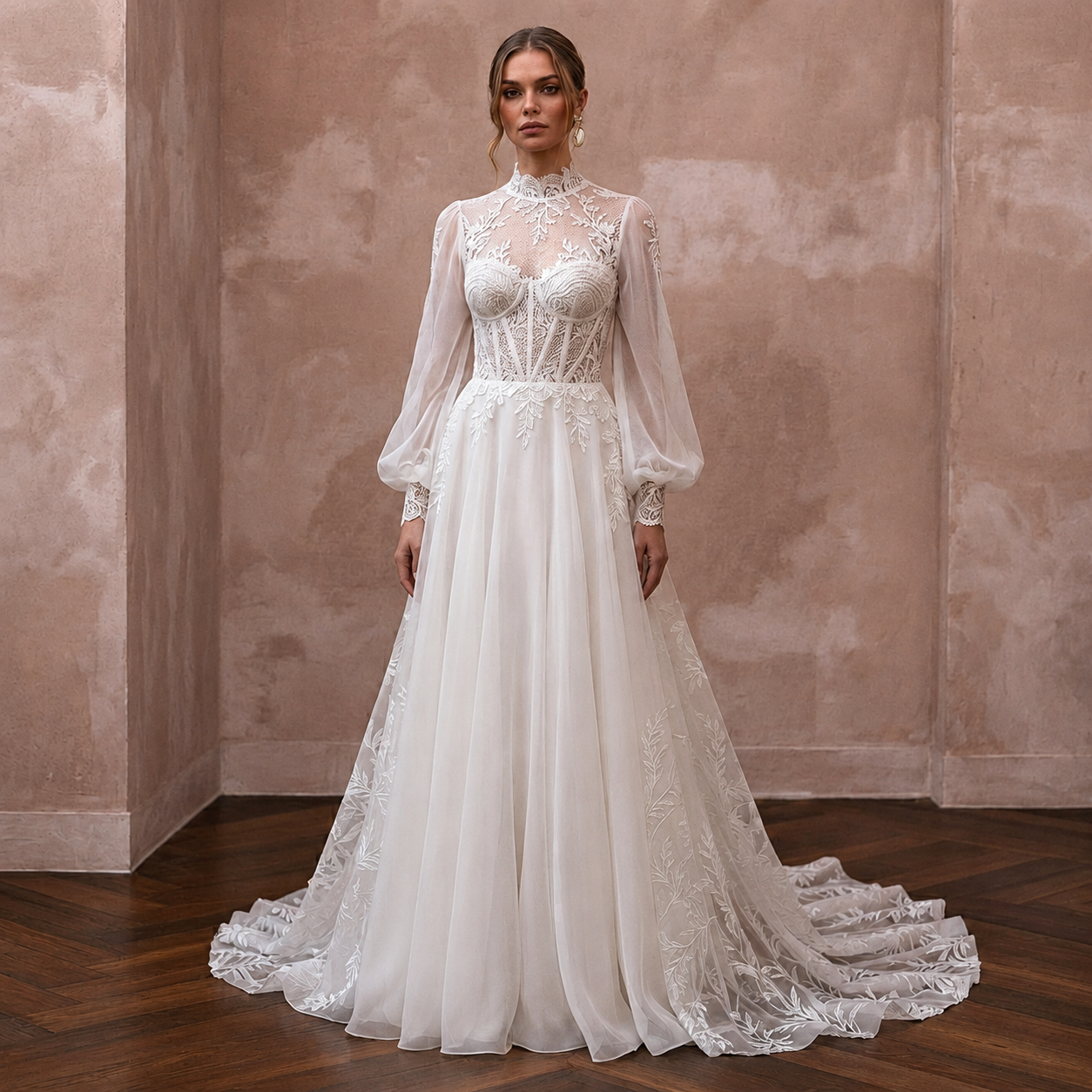Romantic Lace Bridal Dress for a Destination Vineyard Wedding