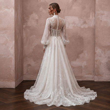 Romantic Lace Bridal Dress for a Destination Vineyard Wedding