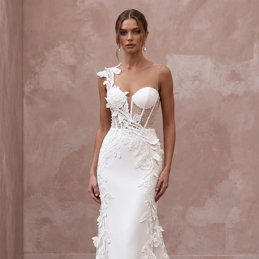 Romantic Lace Bridal Dress for a Second Ceremony