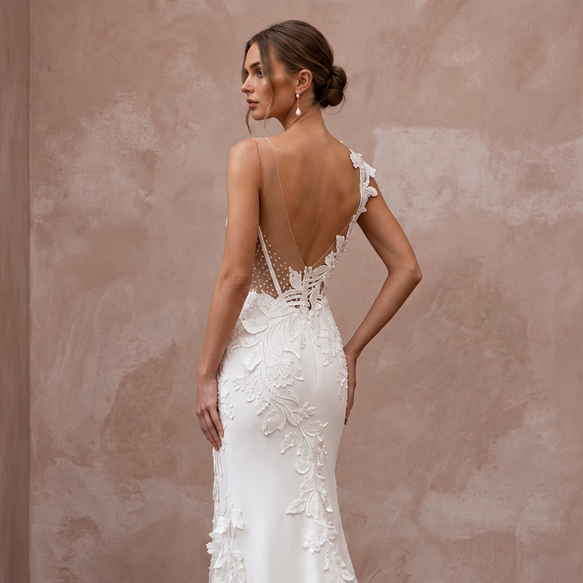 Romantic Lace Bridal Dress for a Second Ceremony