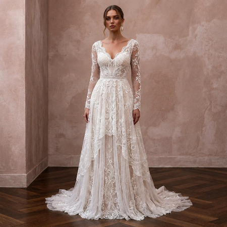Romantic Lace Bridal Dress for an Intimate Garden Wedding