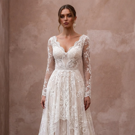 Romantic Lace Bridal Dress for an Intimate Garden Wedding - Apparel & Accessories > Clothing > Wedding & Bridal Party Dresses > Wedding Dresses - Mignonette Bridal