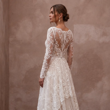 Romantic Lace Bridal Dress for an Intimate Garden Wedding - Apparel & Accessories > Clothing > Wedding & Bridal Party Dresses > Wedding Dresses - Mignonette Bridal