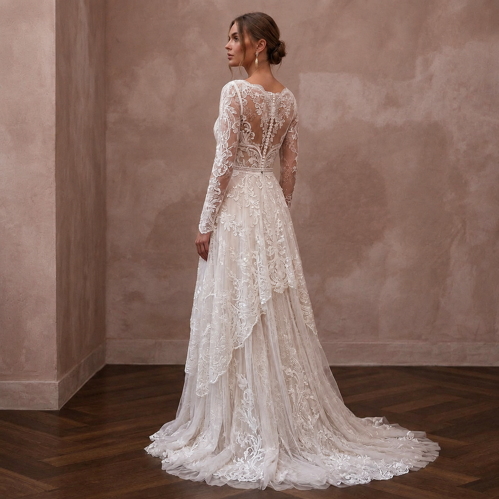 Romantic Lace Bridal Dress for an Intimate Garden Wedding