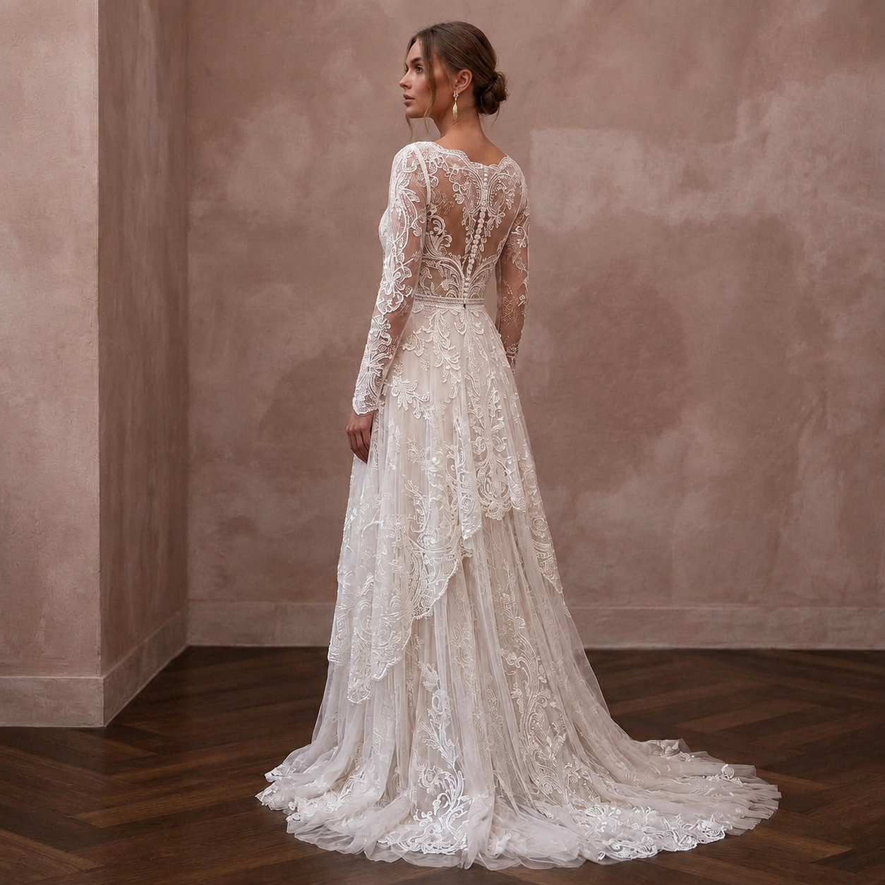 Romantic Lace Bridal Dress for an Intimate Garden Wedding
