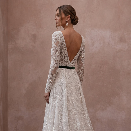 Romantic Lace Bridal Gown for a Christmas Eve Wedding