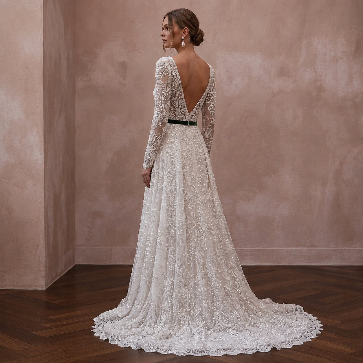 Romantic Lace Bridal Gown for a Christmas Eve Wedding Secondary image
