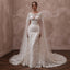 Romantic Lace Bridal Gown with Cape and Detachable Train
