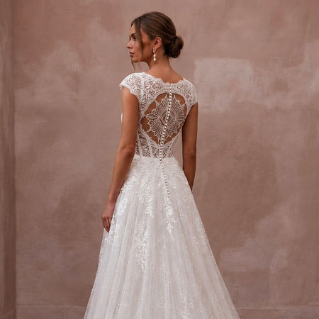 Romantic Lace Corset Wedding Dress with A-Line Silhouette
