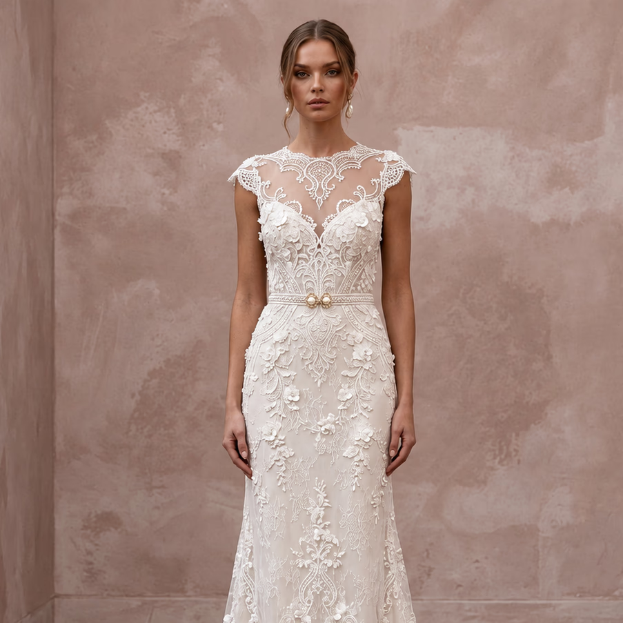 Romantic Lace Wedding Dress for a Second Marriage