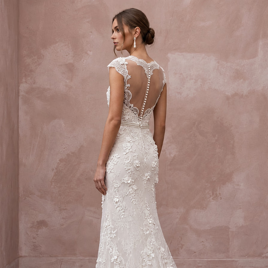 Romantic Lace Wedding Dress for a Second Marriage