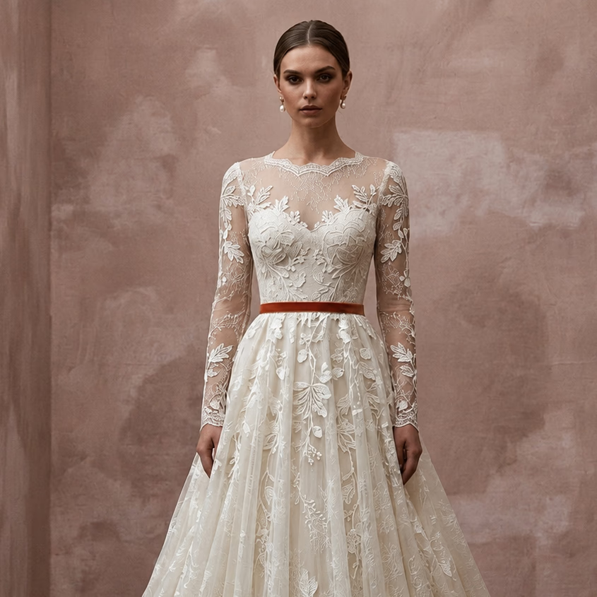 Romantic Lace Wedding Dress for an October Wedding