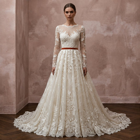 Romantic Lace Wedding Dress for an October Wedding