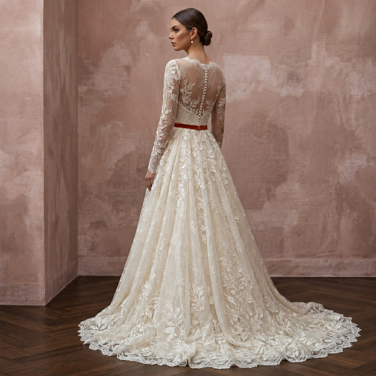Romantic Lace Wedding Dress for an October Wedding Secondary image